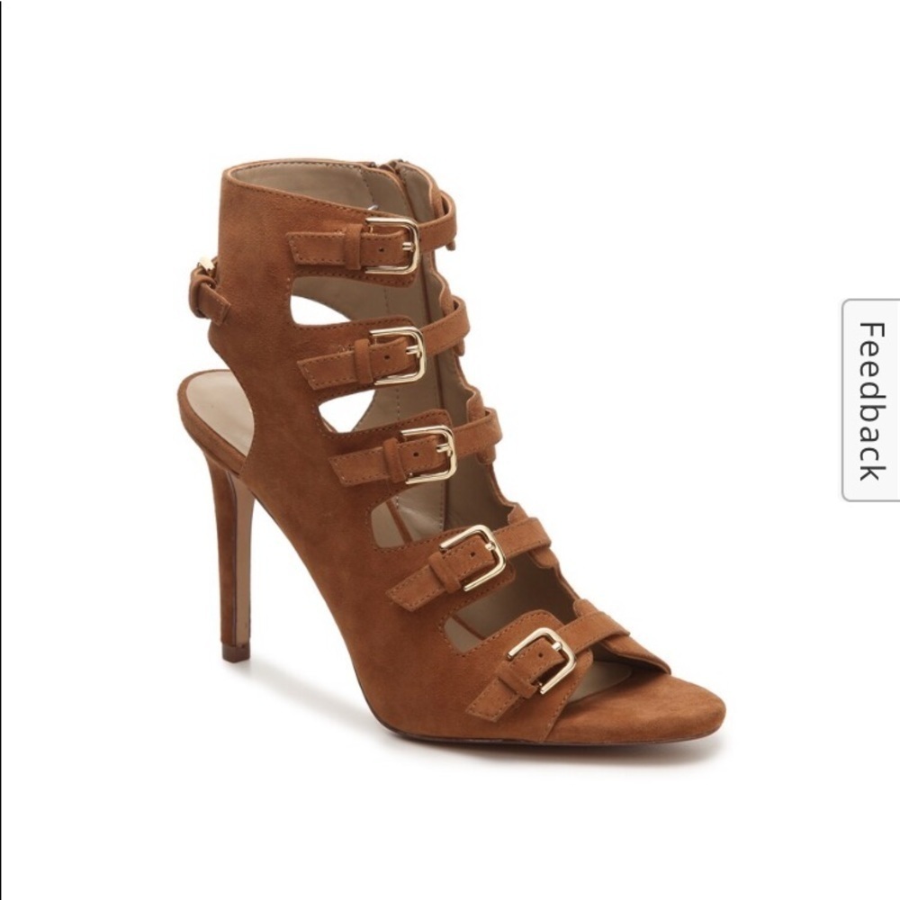 Enzo Angiolini Florencia Leather Suede Buckled Cage Sandals